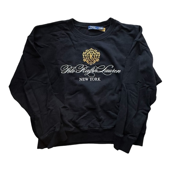 Polo Ralph Lauren Tops - Polo Ralph Lauren Black Logo Crew Cotton Sweatshirt Size XL